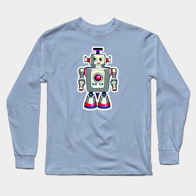 Retro Robot Long Sleeve T-Shirt by AlienMirror